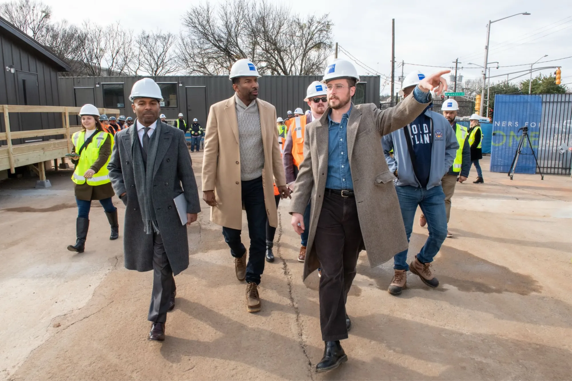 Josh Humphries tours a construction site with Atlanta Mayor Andre Dickens.